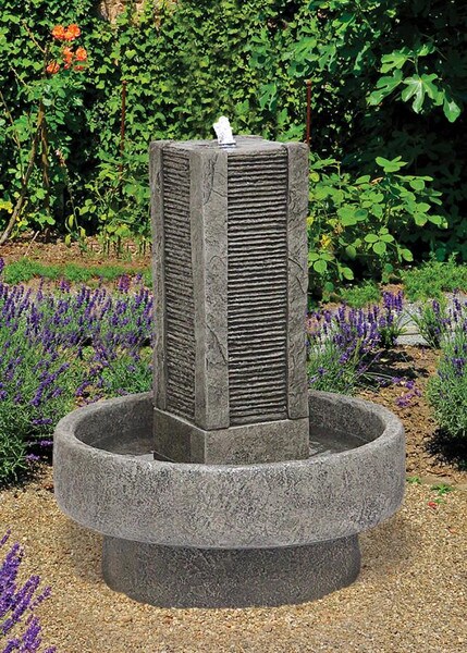 Slate Tower Fountain with Light Cement